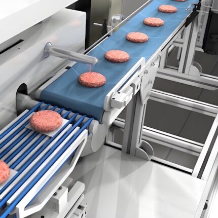 Inani-Technologies - Products and Solutions - Scanning Applications - Detection of Meat Patties with Stainless Steel Reflex Sensors with Background Suppression